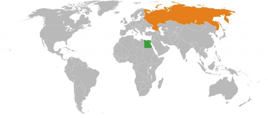 Egypt and Russia on the map