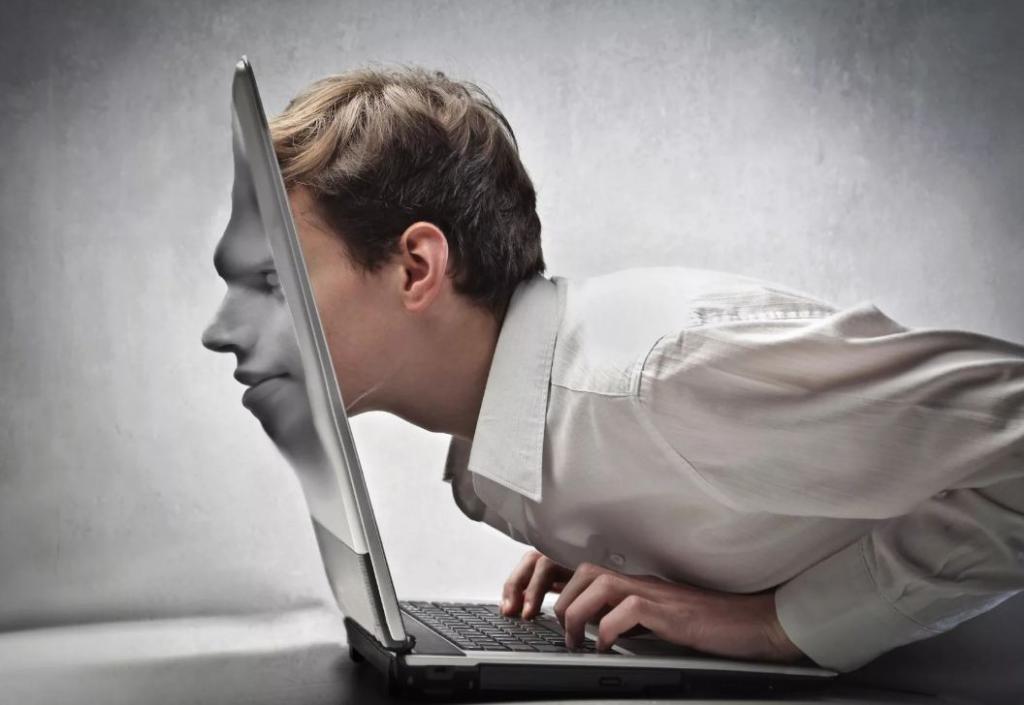 The guy crashed into a laptop