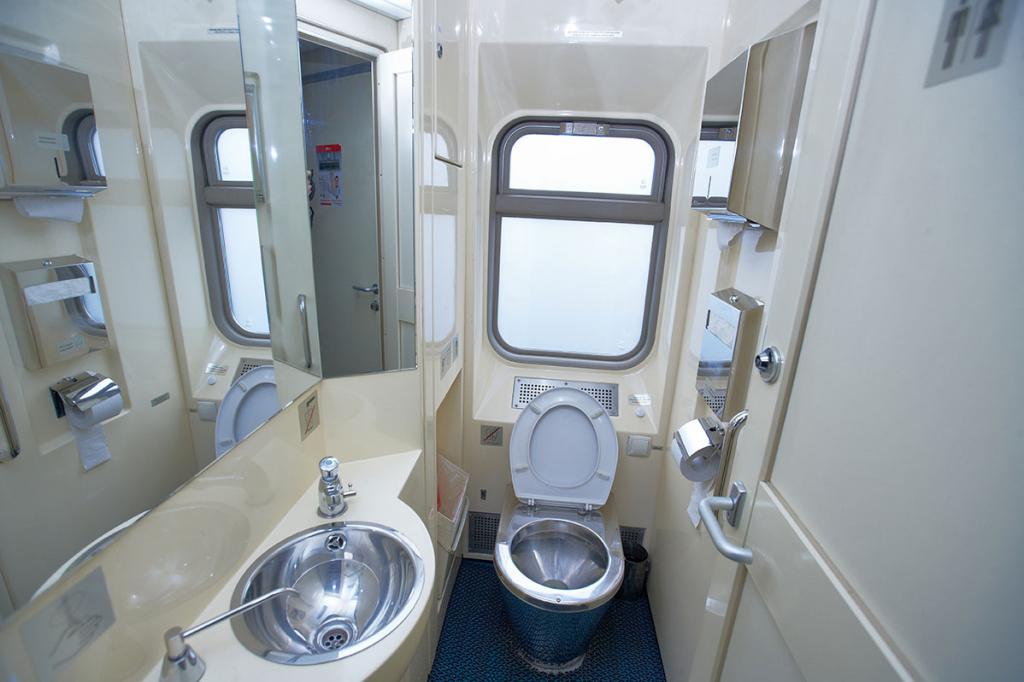 Clean toilet on the train