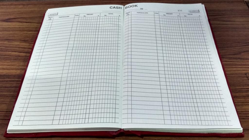 Cash book in paper format