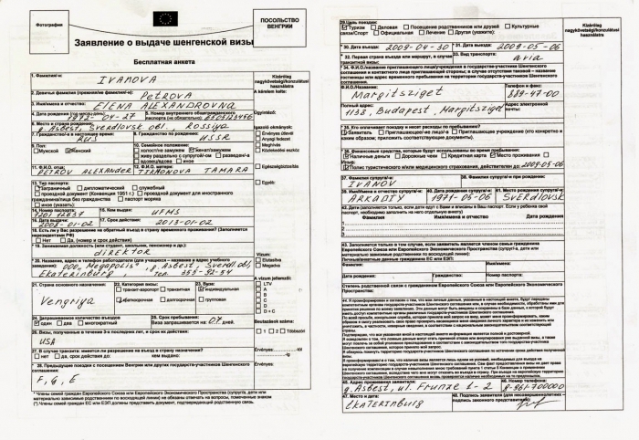  sample Schengen visa