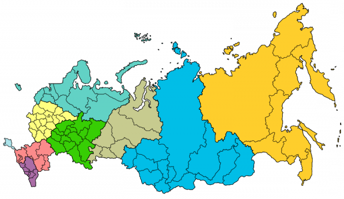 How many federal districts in Russia
