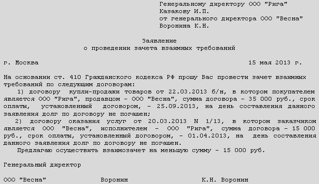 act of offset between organizations