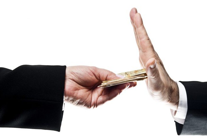 in receiving a bribe in the amount of