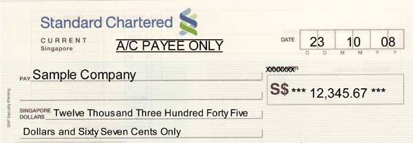 filling in a bank check