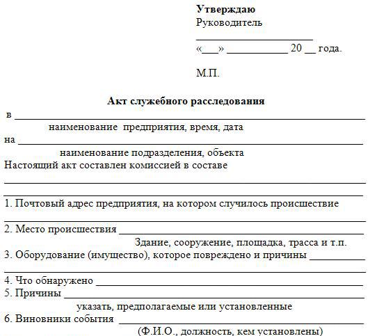sample official investigation report
