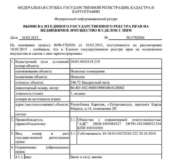 sample extract from the unified state register for real estate