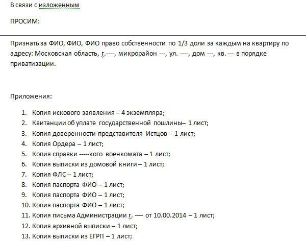 sample privatization application