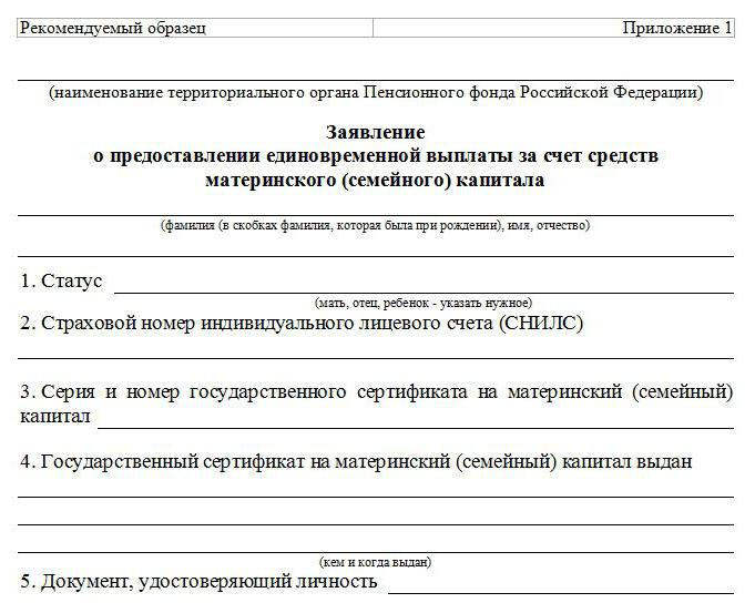 application for maternity capital