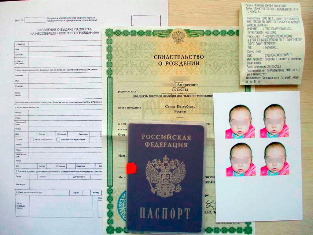 Package of documents for a children's passport