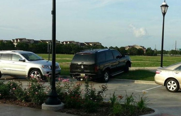 parking on the sidewalk in the courtyard