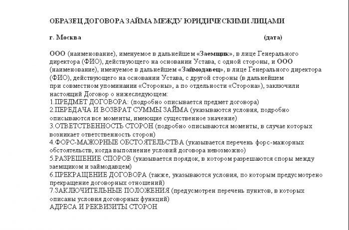 material terms of the loan agreement