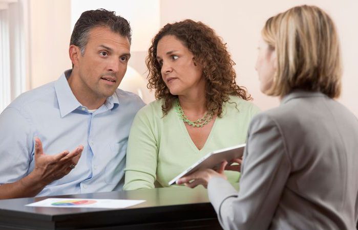 husband and wife talk about debt