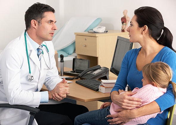 at the consultation with a doctor