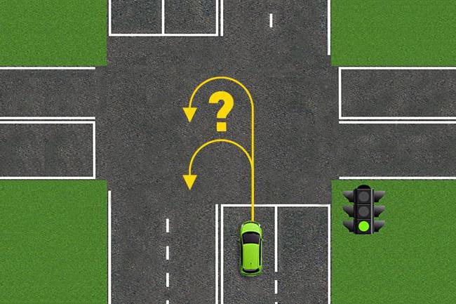 U-turn at the right-to-left intersection