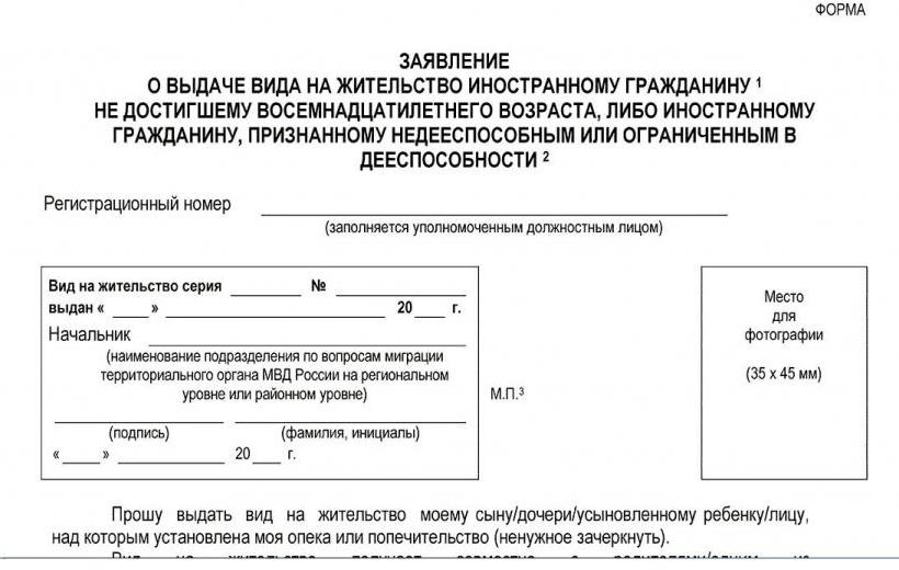 Application for a residence permit example