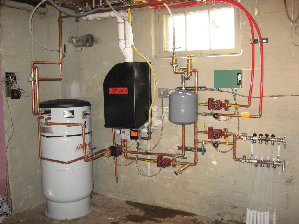 Gas boiler connected to utilities