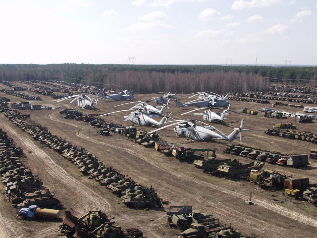 Landfill with military equipment