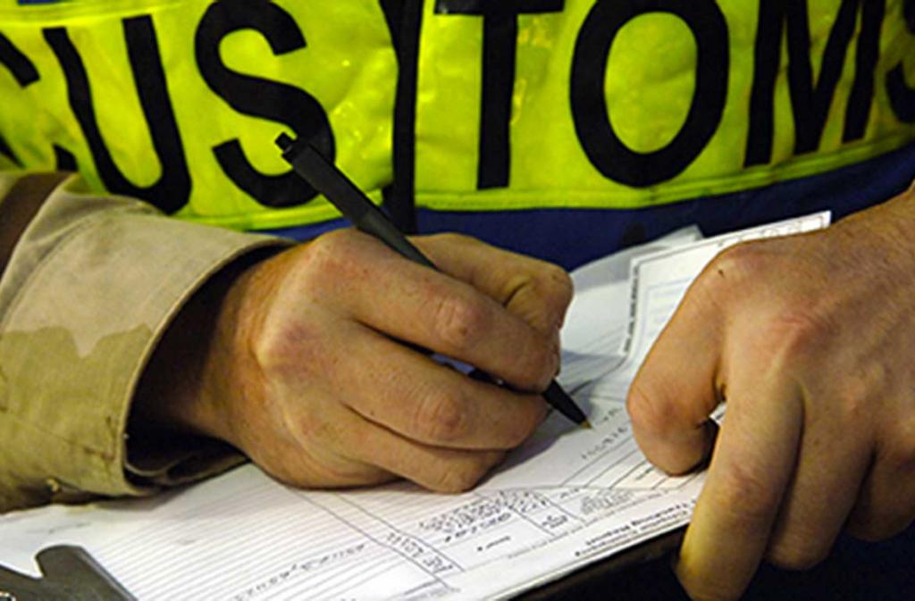 Customs inspector at work