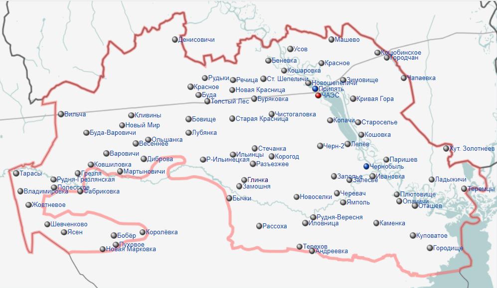 Maps of abandoned cities (exclusion zones)