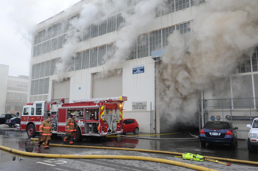 Industrial building on fire