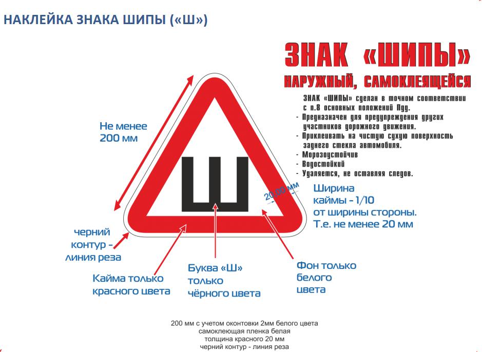 Sign dimensions Spikes in accordance with GOST