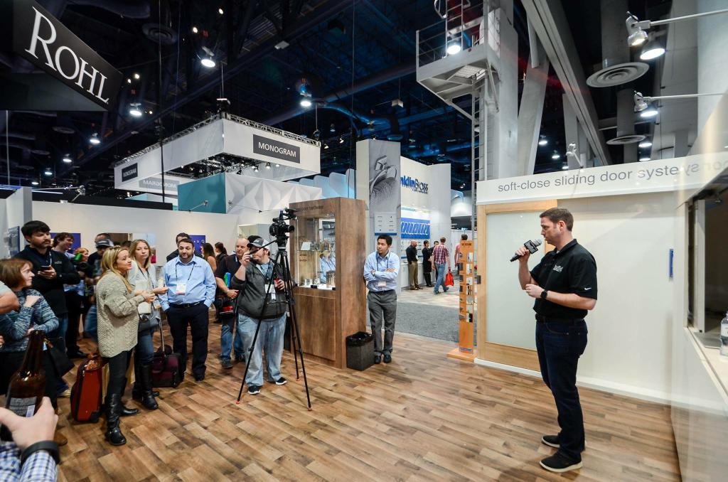 Man presents a new product.