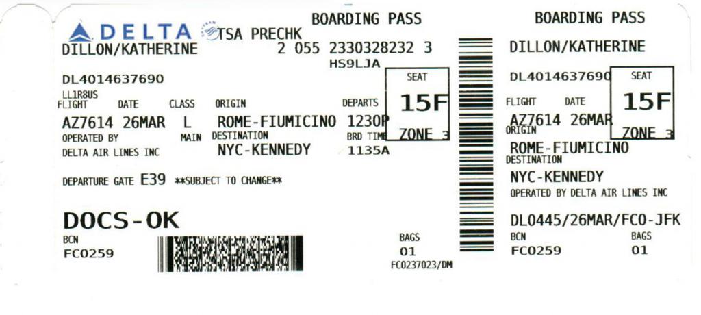 Boarding pass sample