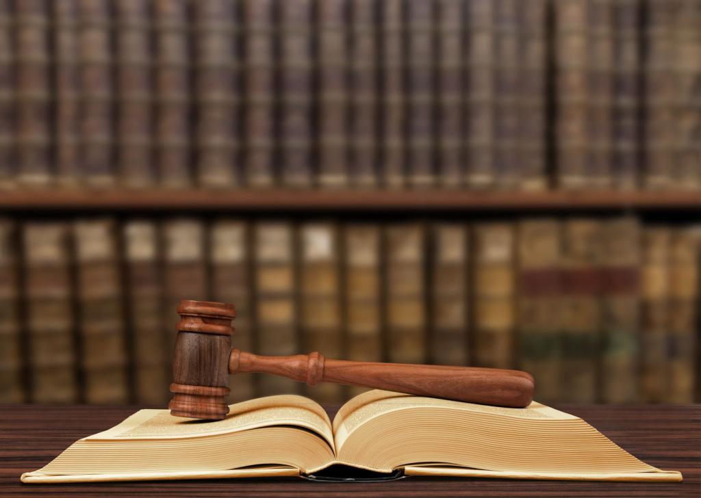 Judicial gavel and books